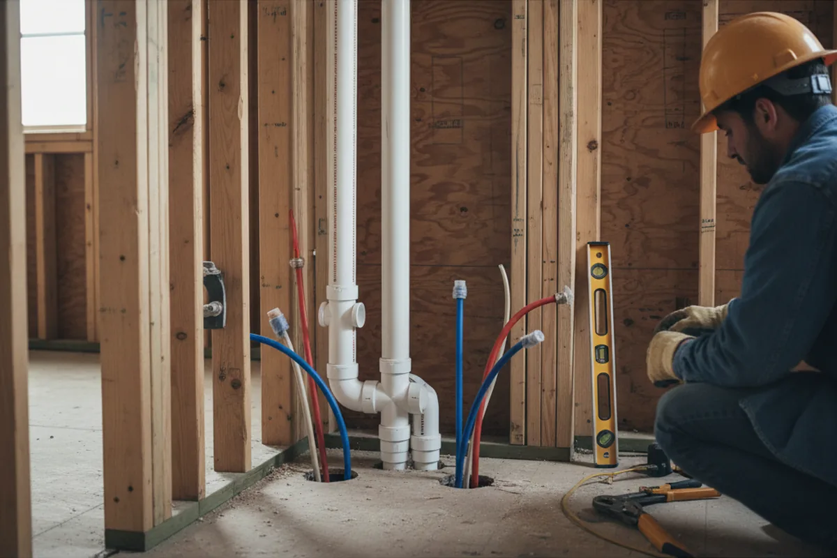 Drain and supply rough-in during Toilet Repair and Installation in Fort Monroe